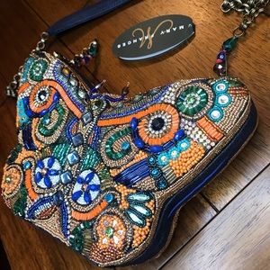 Mary Frances butterfly art beaded shoulder handbag